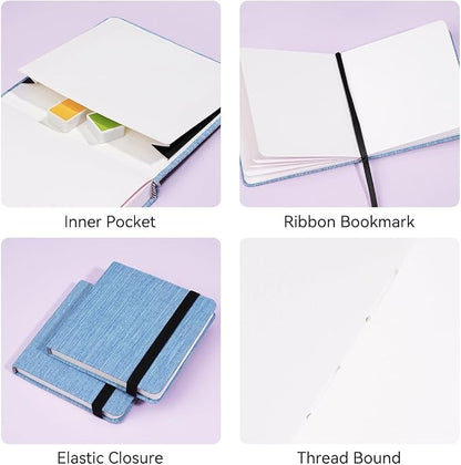 Lightwish Square Watercolor Journal, 100% Cotton, 300gsm/140lb, 24 Sheets Cold - Image 5