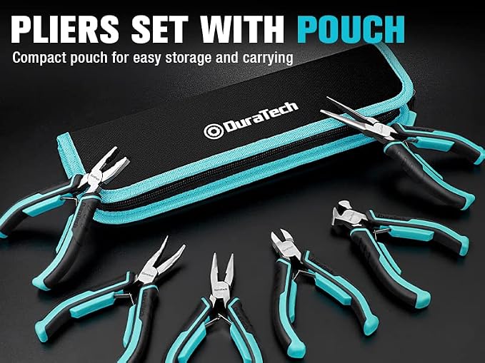 DURATECH Mini Pliers Set, CRV Construction, Includes Needle Nose, Long Nose - Image 5
