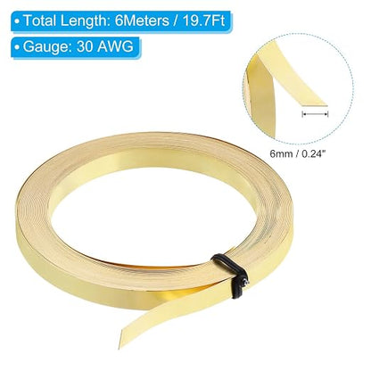 PATIKIL 19.7 Feet Brass Wire, 6mm Wide Bendable Brass Beading Wire 30 Gauge - Image 2
