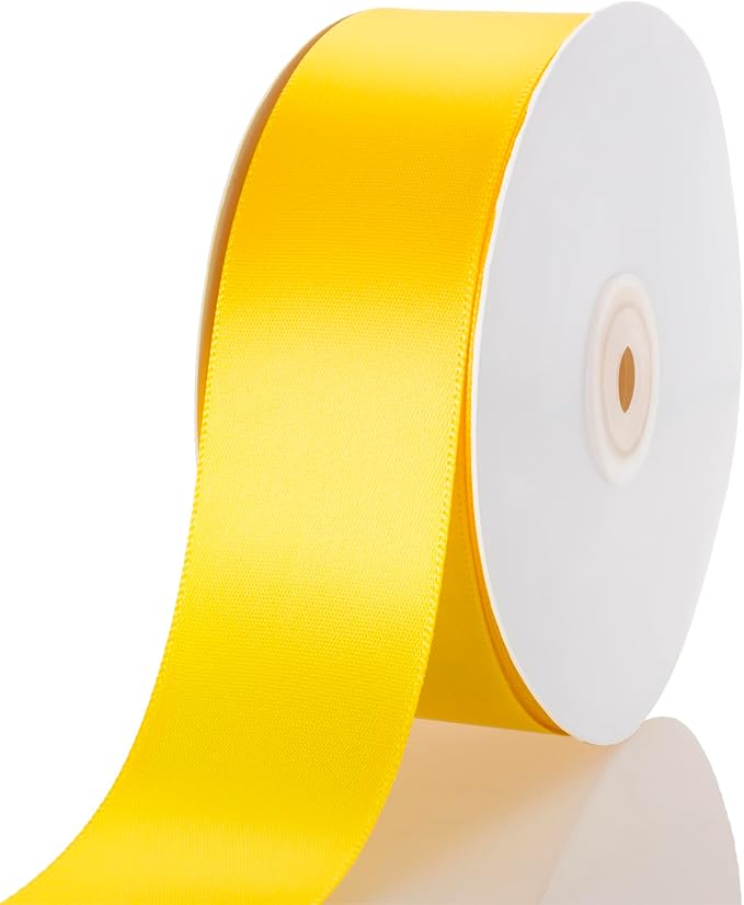 1-1/2 Inch Yellow Ribbon, 50 Yards Craft Polyester Satin Ribbon Perfect by Unknown