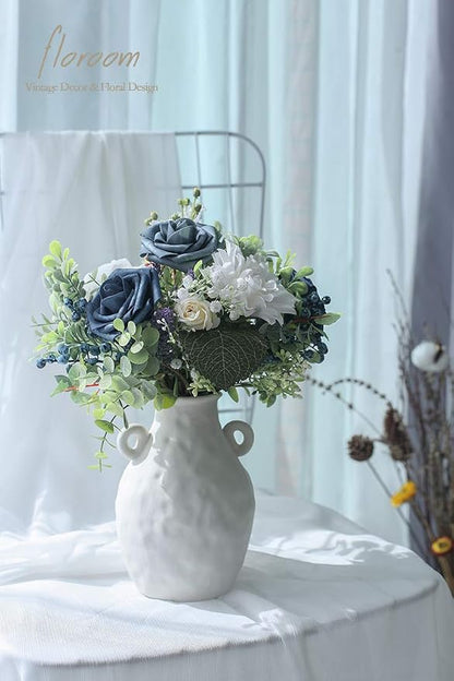 Floroom Artificial Flowers 25pcs Real Looking Dusty Blue Foam Fake Roses - Image 5