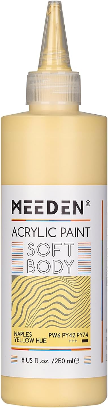MEEDEN Soft Body Acrylic Paint: Naples Yellow Hue Matte Finish - 250ml/8.45oz by MEEDEN