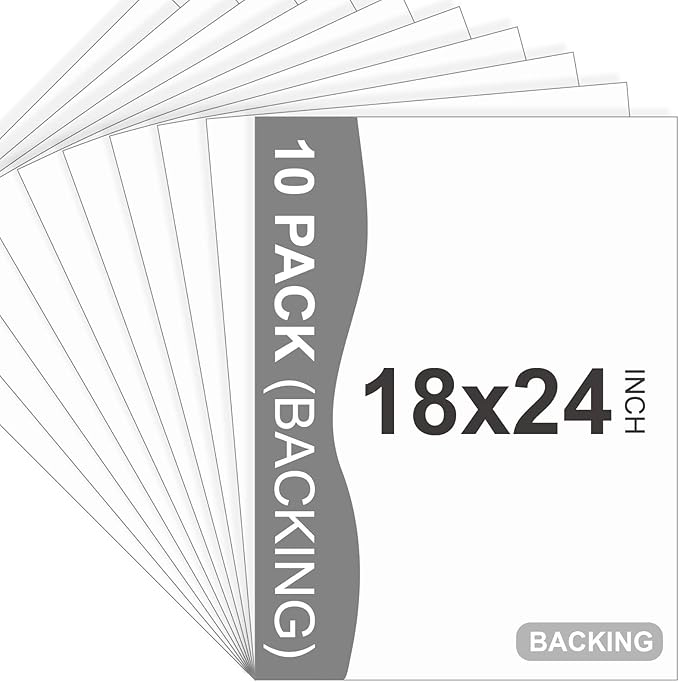 10 Pack Backing Boards, 18x24 Uncut White Mats Matboards, Acid-Free Backerboards by SOMIME