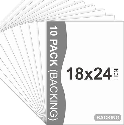10 Pack Backing Boards, 18x24 Uncut White Mats Matboards, Acid-Free Backerboards by SOMIME