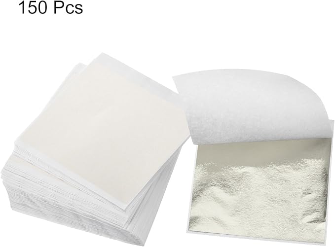 MECCANIXITY Gold Leaf Foil Sheet, Classic Silver Leaf Papers, 3.3 Inch x 3.1 - Image 3