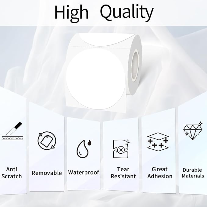 3 Inch White Round Thermal Sticker Labels, Waterproof Circle Direct Thermal - Image 2