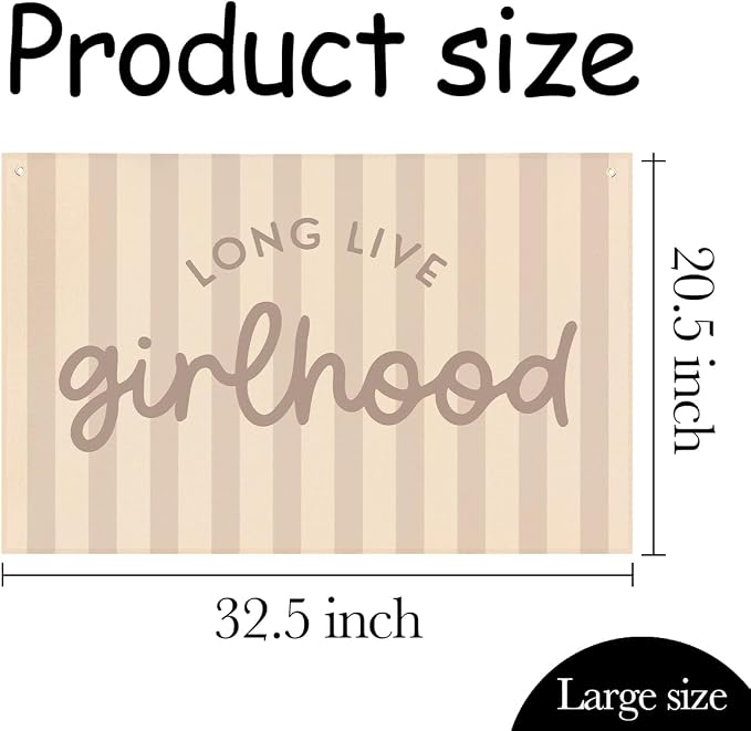 Long Live Girlhood Banner, Playroom Banner, Canvas Wall Hanging Flag Decor - Image 4