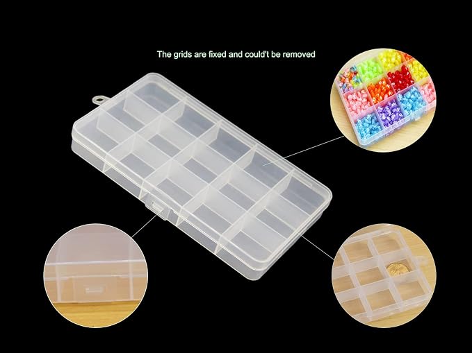 8 Pack 15 Grids Plastic Bead Organizer Box 6.8 * 3.86 * 0.87 inches Clear - Image 7
