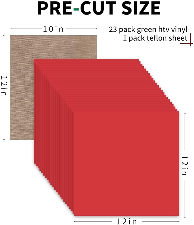 HTVRONT Red HTV Heat Transfer Vinyl Bundle: 24 Pack 12"x12" Iron on Vinyl Sheets - Image 6