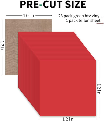 HTVRONT Red HTV Heat Transfer Vinyl Bundle: 24 Pack 12"x12" Iron on Vinyl Sheets - Image 6