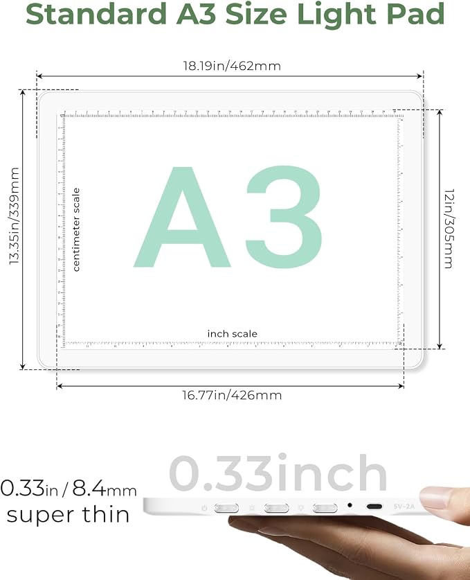 A3 Light Pad for Diamond Painting, Bawaslom Cordless Light Box for Tracing and - Image 6