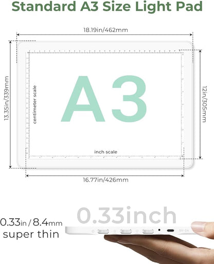 A3 Light Pad for Diamond Painting, Bawaslom Cordless Light Box for Tracing and - Image 6