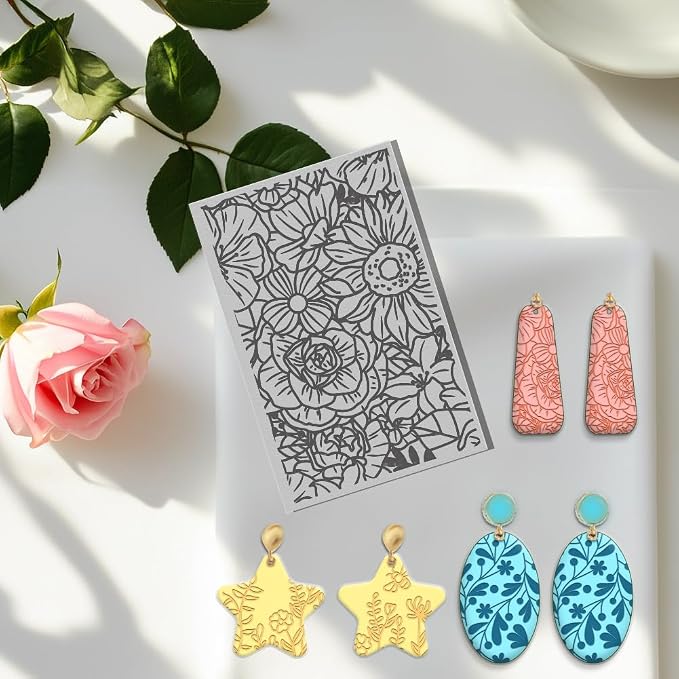 6 PCS Polymer Clay Texture Sheets Plants Clay Texture Mat - Image 6