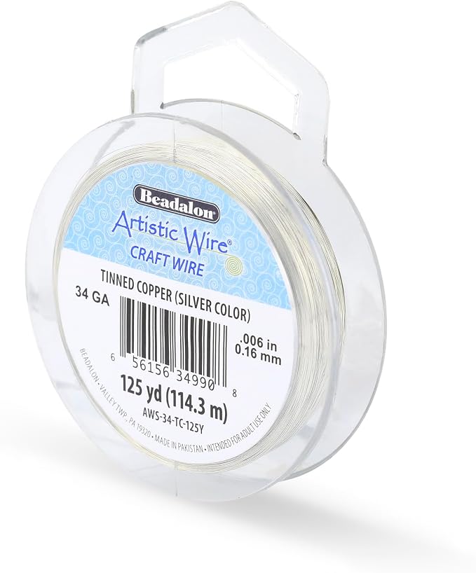 Artistic Wire, 34 Gauge Tarnish Resistant Tinned Copper Craft Wire, 30 yd by Unknown
