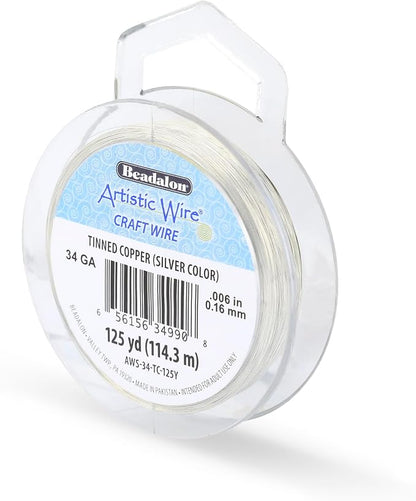 Artistic Wire, 34 Gauge Tarnish Resistant Tinned Copper Craft Wire, 30 yd by Unknown