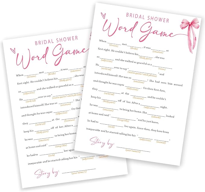 Wedding Shower Games Cards, Bridal Shower Word Game, Bridal Shower Games 25 by Wybgno