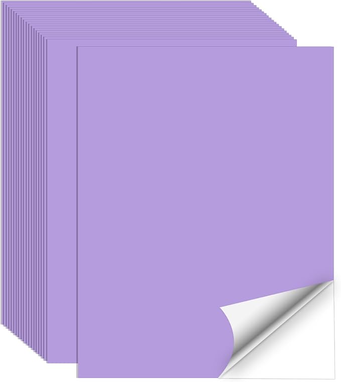 Printable Sticker Paper, 20 Sheets Purple Printable Sticker Paper, Laser/Inkjet by Unknown