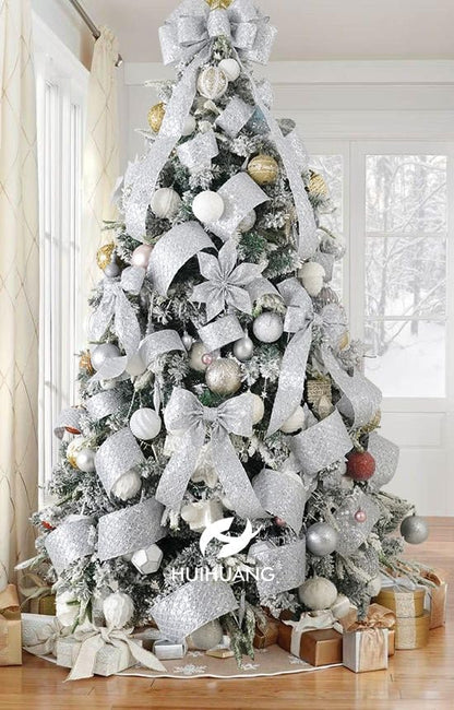 HUIHUANG Silver Glitter Wired Ribbon - Image 6