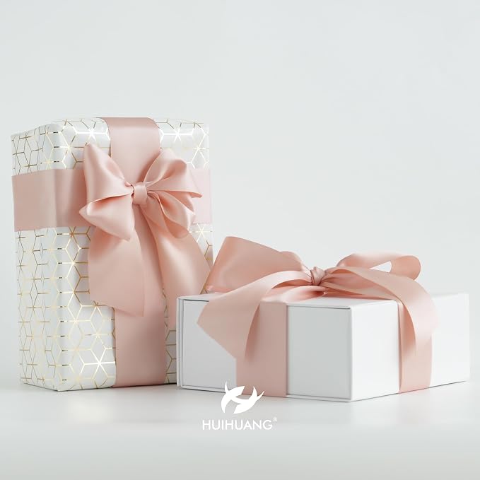 HUIHUANG Rose Gold Satin Ribbon 2 inch Wide Double Faced Satin Ribbon Rose Gold - Image 3