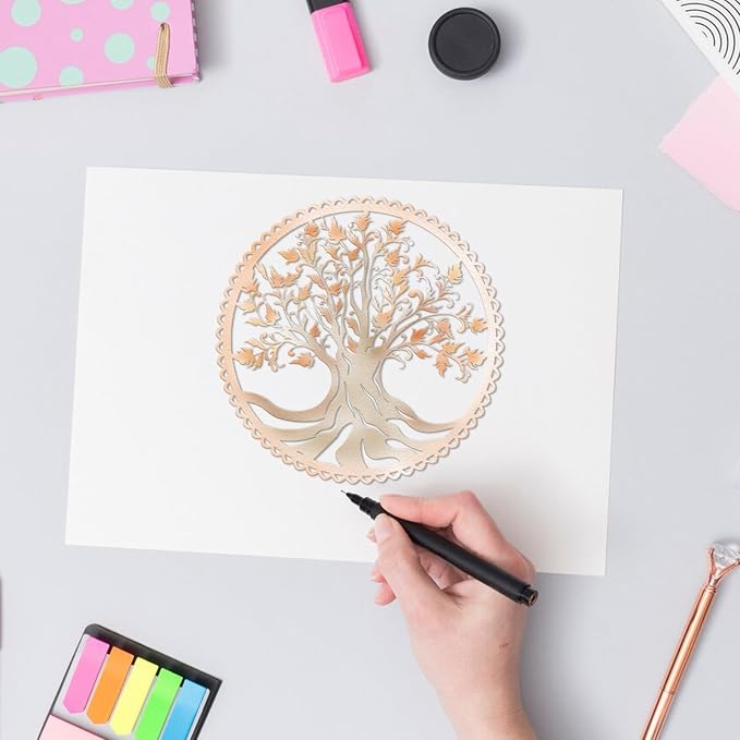 Tree Frame Metal Cutting Dies for Card Making, Tree Leaves Round Frame Die Cuts - Image 4