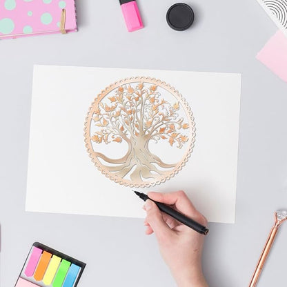 Tree Frame Metal Cutting Dies for Card Making, Tree Leaves Round Frame Die Cuts - Image 4