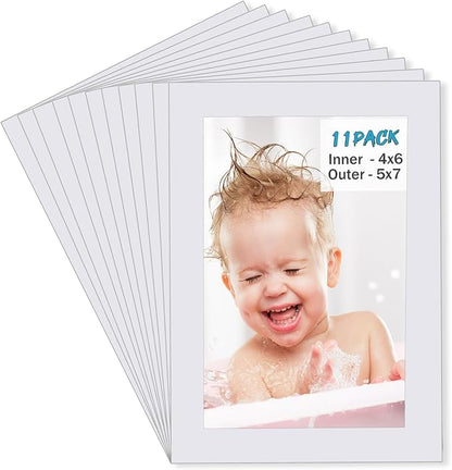 Egofine 5x7 White Picture Mats Pack of 11, Frame Mattes by Egofine