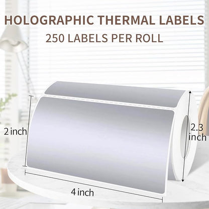 2" x 4" Silver Thermal Label Stickers, Waterproof Thermal Printer Sticker Labels - Image 2