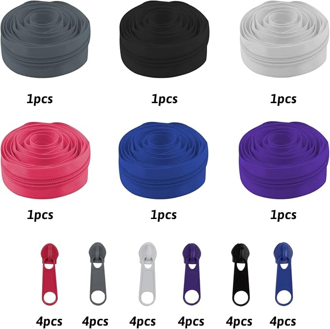 DOITEM 13 Yards 6 Pieces #5 Zippers Assorted Nylon Zipper Nylon Coil Zippers - Image 3