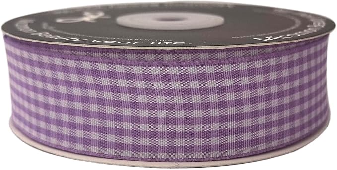Purple and White Woven Edge Plaid Ribbon 100% Polyester Gingham Ribbon 25 Yards - Image 4