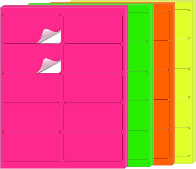 STARLIBOO 2" x 4" Colored Labels Stickers Fluorescent Bright Moving Labels by STARLIBOO