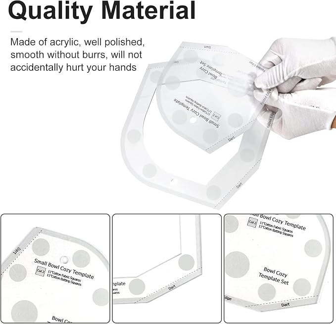 Bowl Cozy Template Cutting Ruler Set, DIY Kitchen Art Craft Acrylic Stencil Cut - Image 4