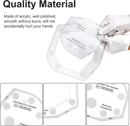 Bowl Cozy Template Cutting Ruler Set, DIY Kitchen Art Craft Acrylic Stencil Cut - Image 4