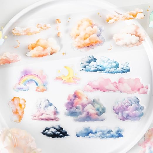 6 Rolls Cloud PET Tape Set, Pre-Cut Sky Ephemera Stickers - Image 4
