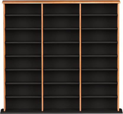 Prepac 3 Column Tall Cabinet Media Storage, Triple Width Wall, Cherry/Black - Image 7