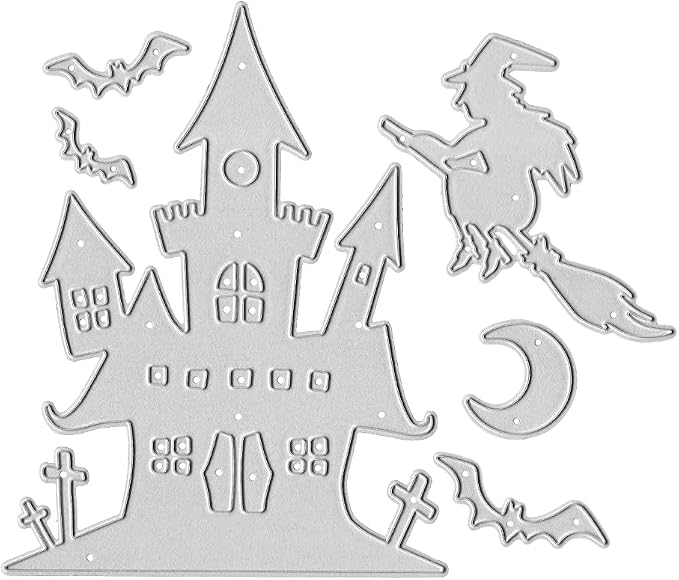 Metal Die Cuts Halloween Castle Witch Bat Cutting Dies Embossing Stencil - Image 6