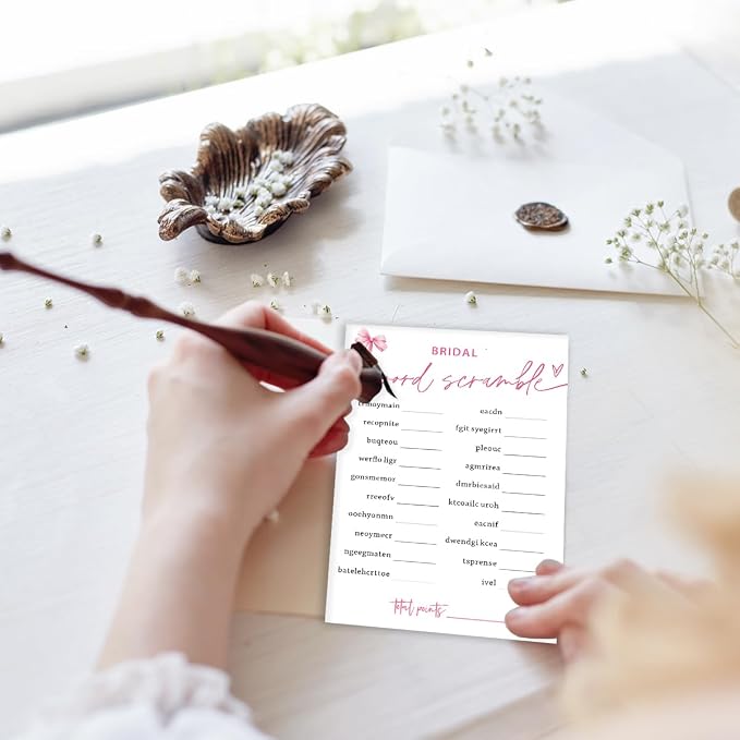 Bridal Shower Games Cards, Bridal Word Scramble, 25 Cards - Image 4