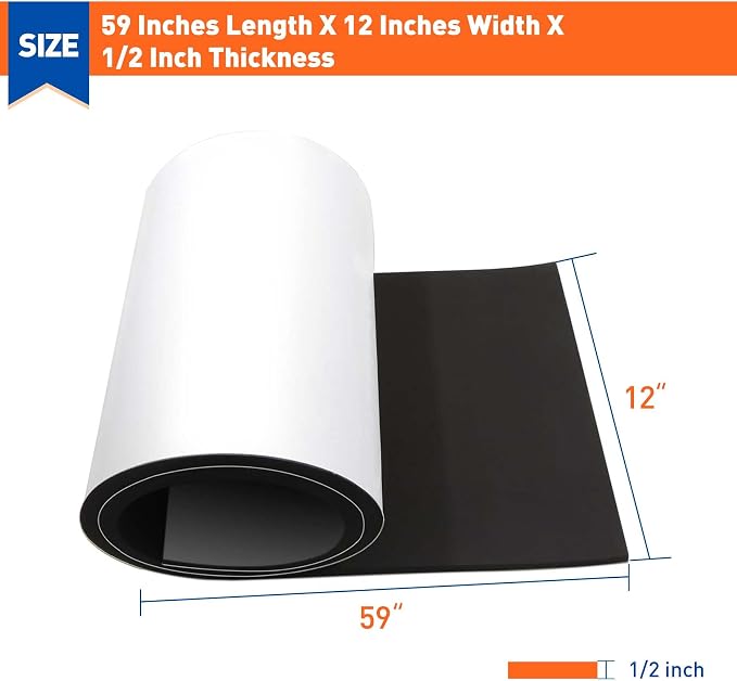 MAGZO Backed Adhesive Foam Padding 1/2" Thick x 12" W x 59" L, Closed Cell Foam - Image 2