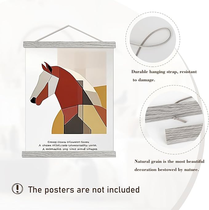 Artmag Magnetic Poster Hanger Frame, 16x24 16x22 16x20 Light Wood Wooden Magnet - Image 2