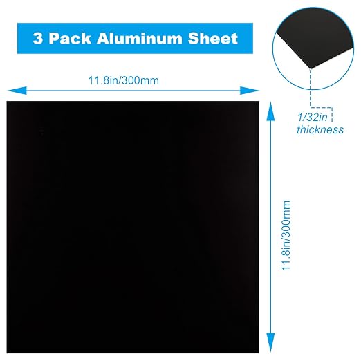 3 Pack 5052 Aluminum Sheet Metal 12 x 12 x 1/32 Inch Black Anodized Aluminum - Image 2