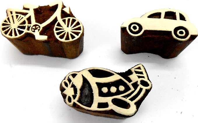 Car Bicycle Plane Wooden Blocks Stamps - Image 2