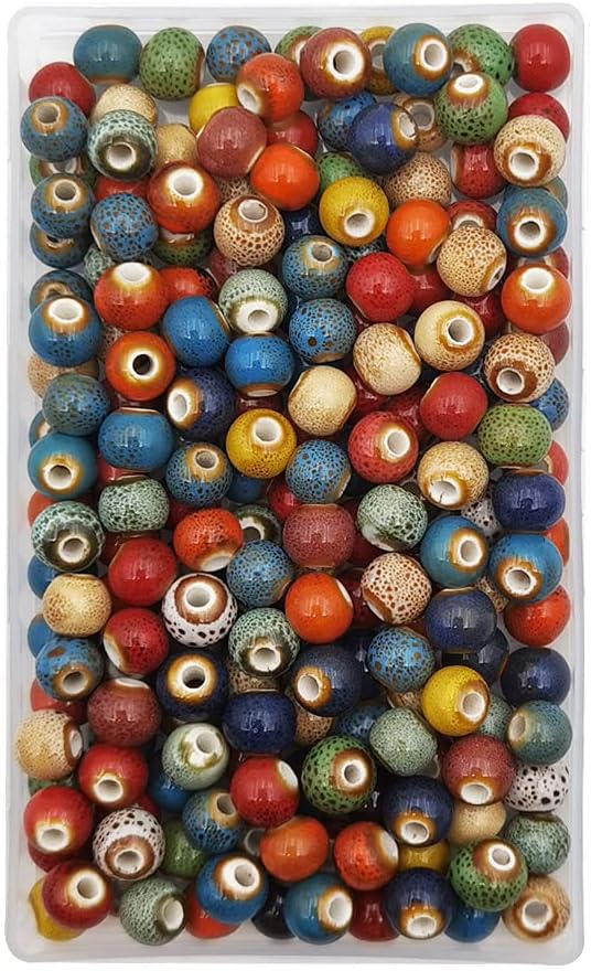 INSPIRELLE 180 Pieces Porcelain Beads Chinese Round Ceramic Beads 8mm by INSPIRELLE