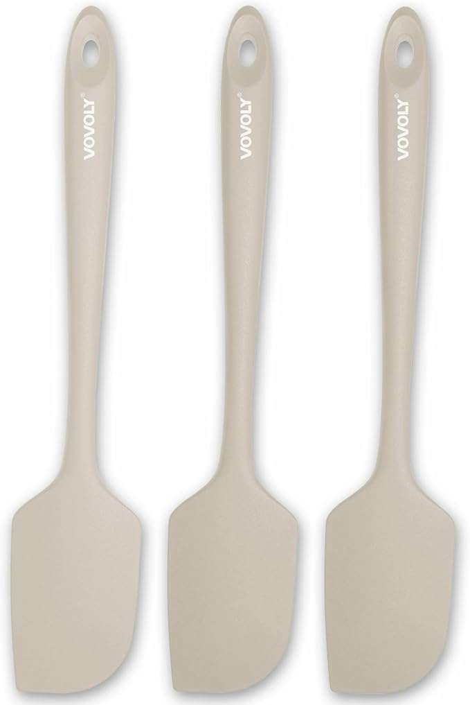 3 Pack Large Silicone Spatula for Kitchen, 600°F Heat resistant Rubber Spatulas by VOVOLY