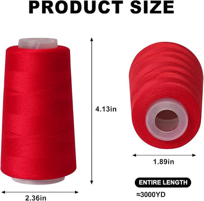 Sewing Thread Cone Set, 3 Pack Serger Thread, 3000 Yards Each, All Purpose - Image 2