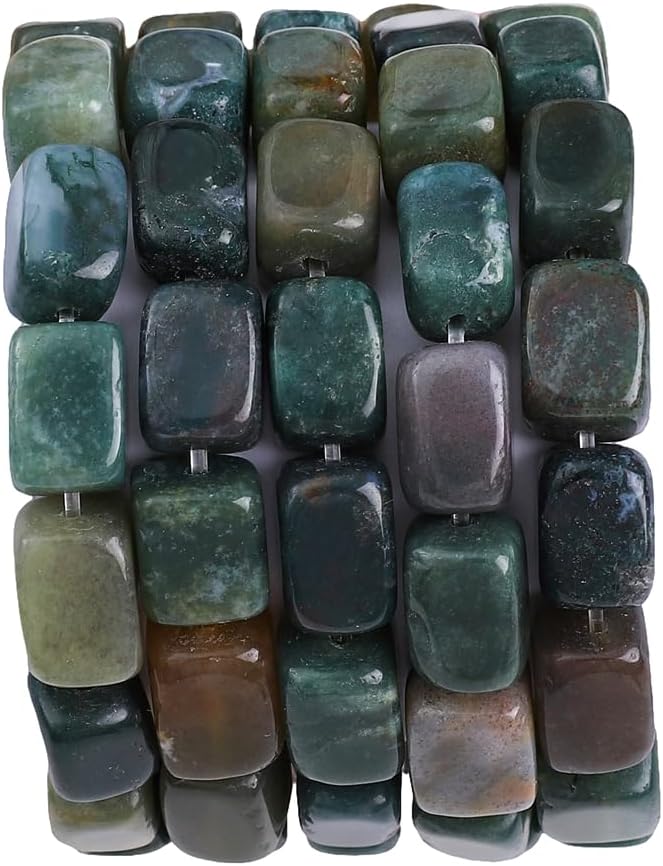 Natural Indian Agate Cuboid Stone Loose Semi Gemstone Beads by Beadia
