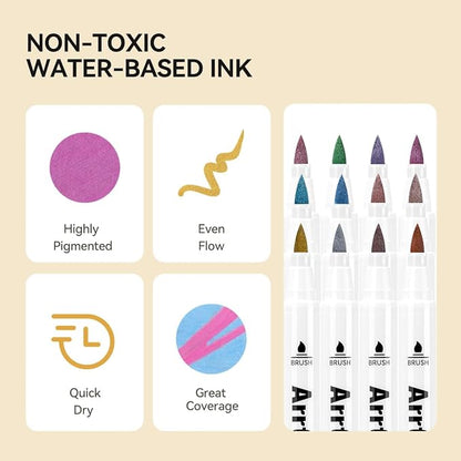Arrtx 12 Colors Metallic Acrylic Paint Pens - Image 2