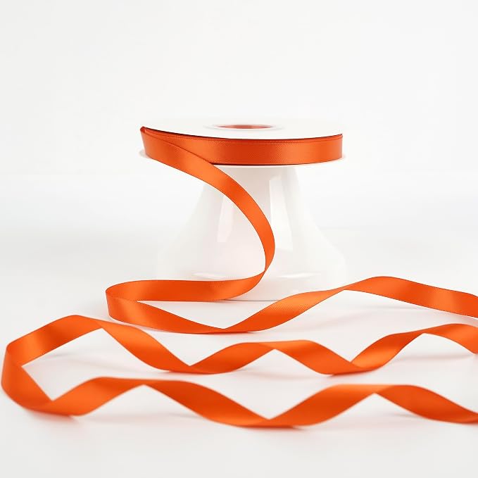 HUIHUANG Orange Ribbon 1/2 inch Continuous 50 Yards Tangerine Double-Faced - Image 7