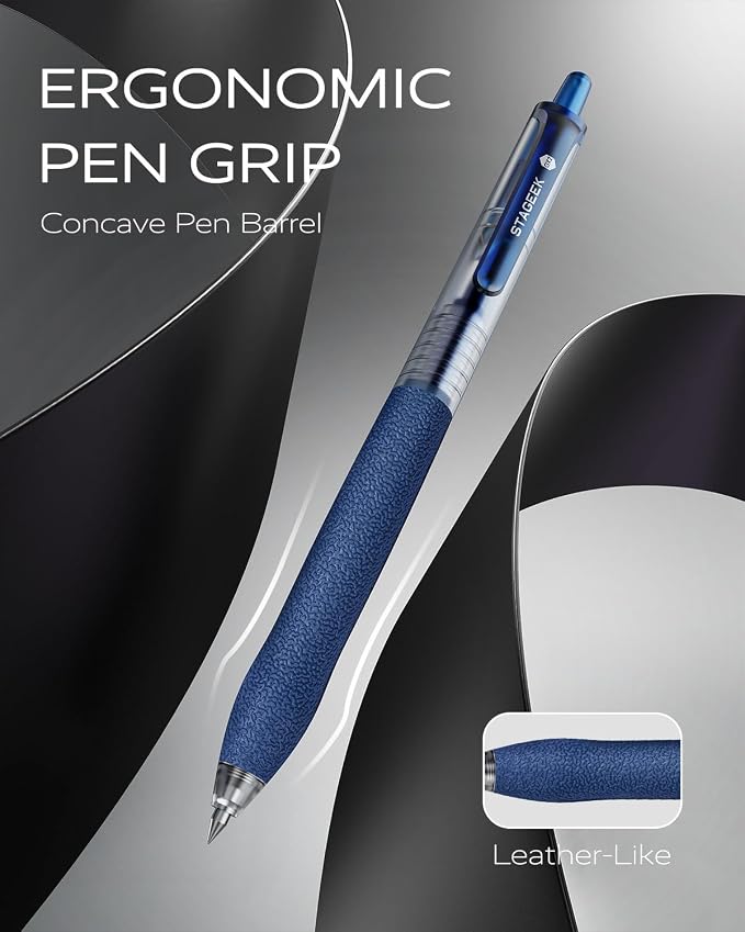 0.5mm Gel Pens Fine Point Smooth Writing Pens, Retractable Leather-Like Blue - Image 4