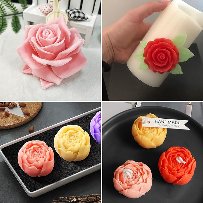 6 Pcs Flower Silicone Molds Set, FAURAPMNG Bloom 3D Rose Flower Fondant - Image 4