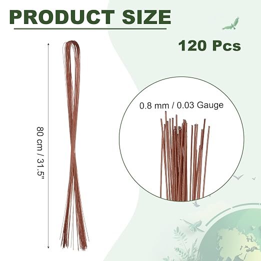 PATIKIL 32 Inch 22 Gauge Floral Stem Wire, 3 Pack/120 Pieces Bouquet Stem Paper - Image 2