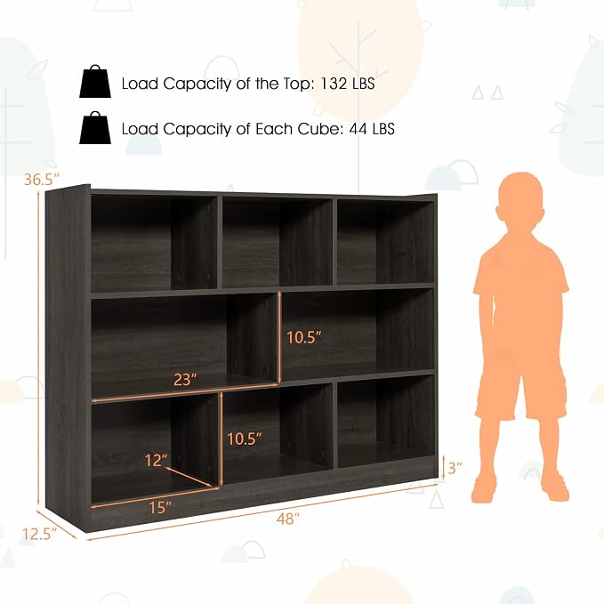 Toy Storage Organizer, 3-Tier Kids Bookshelf, 8 Cube Kids' Bookcases, Cabinets - Image 3